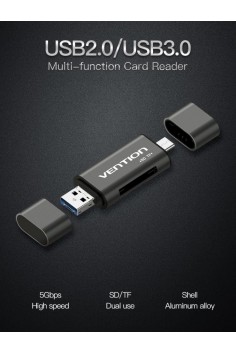 Đầu đọc thẻ USB 3.0 ( Type-C + Micro USB + SD + TF ) Vention CCHH0